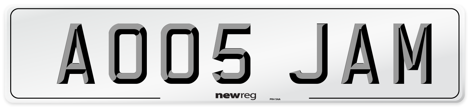 AO05 JAM Number Plate from New Reg